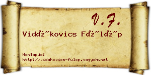 Vidákovics Fülöp névjegykártya